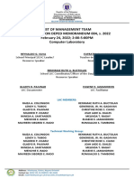 List of Management Team Lac Session On Deped Memorandum 004, S. 2022 February 24, 2022 2:00-5:00PM Computer Laboratory