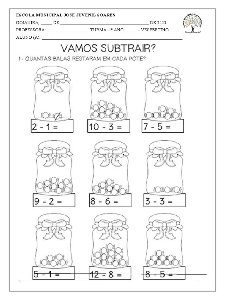 Atividade 1 Ano SUBTRAÇÃO | PDF