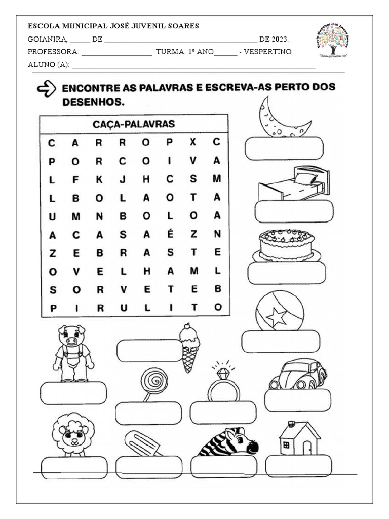Caça-Palavras para 1º Ano | PDF