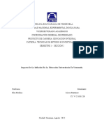 Impacto de La Inflación en La Educación Universitaria en Venezuela