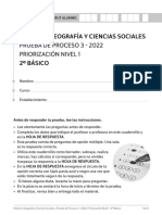 Historia, Geografía Y Ciencias Sociales: Prueba de Proceso 3 - 2022 Priorización Nivel 1