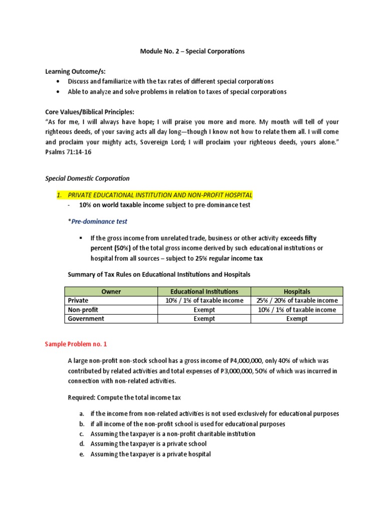 Module No. 2 Special Corporations PDF Gross Airlines
