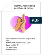 Unidad Educativa Fiscomicional Nuestra Señora de Fatima : Tema: Una Mano para Nuestros Amiguitos de 4