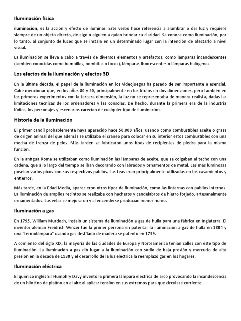 Historia y Evolución de la Iluminación | PDF | Encendiendo | Ojo humano