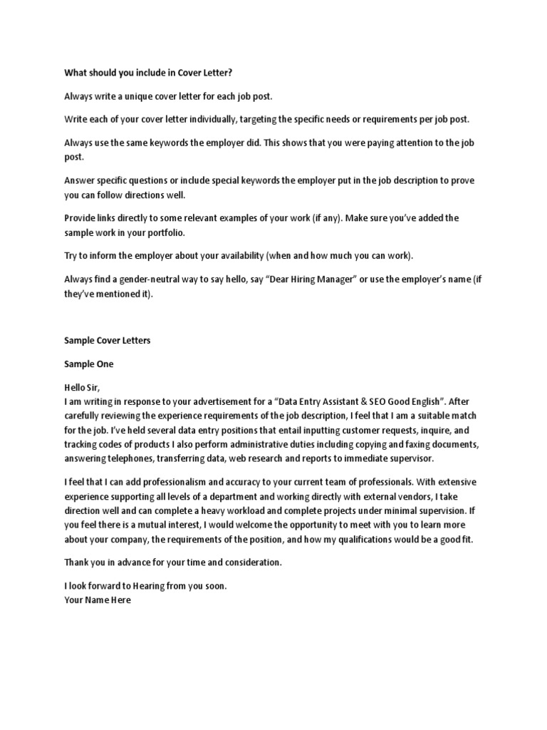 Image showcasing What to Include in a Cover Letter | PDF | Search Engine Optimization | Blog