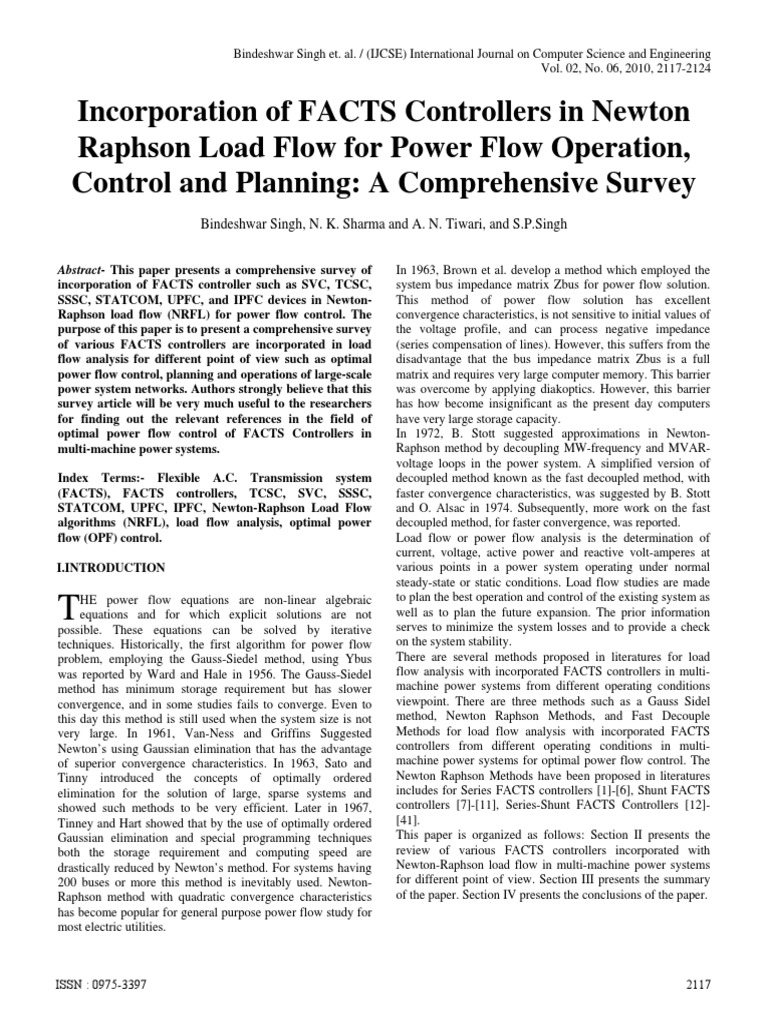 Incorporation of FACTS Controllers in Newton Raphson Load Flow For