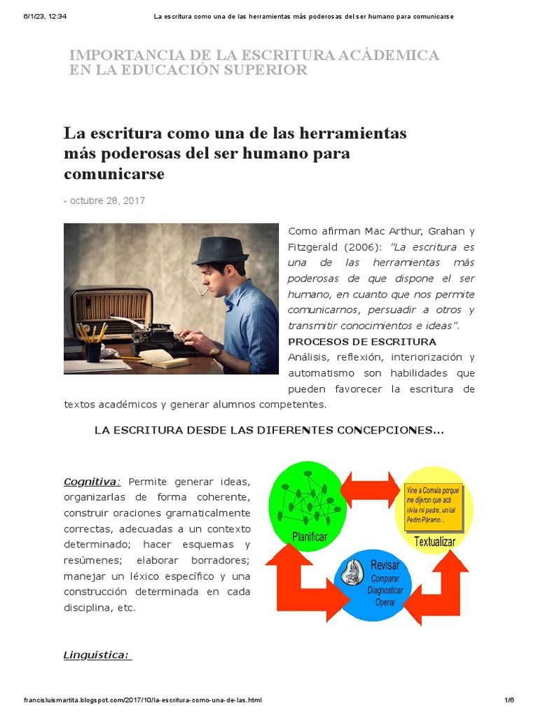 Importancia de la Escritura Académica | PDF | Maestros | Aprendizaje