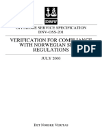 DNV OSS 201 (2003) Verification For Compliance With Norwegian Shelf Regulation