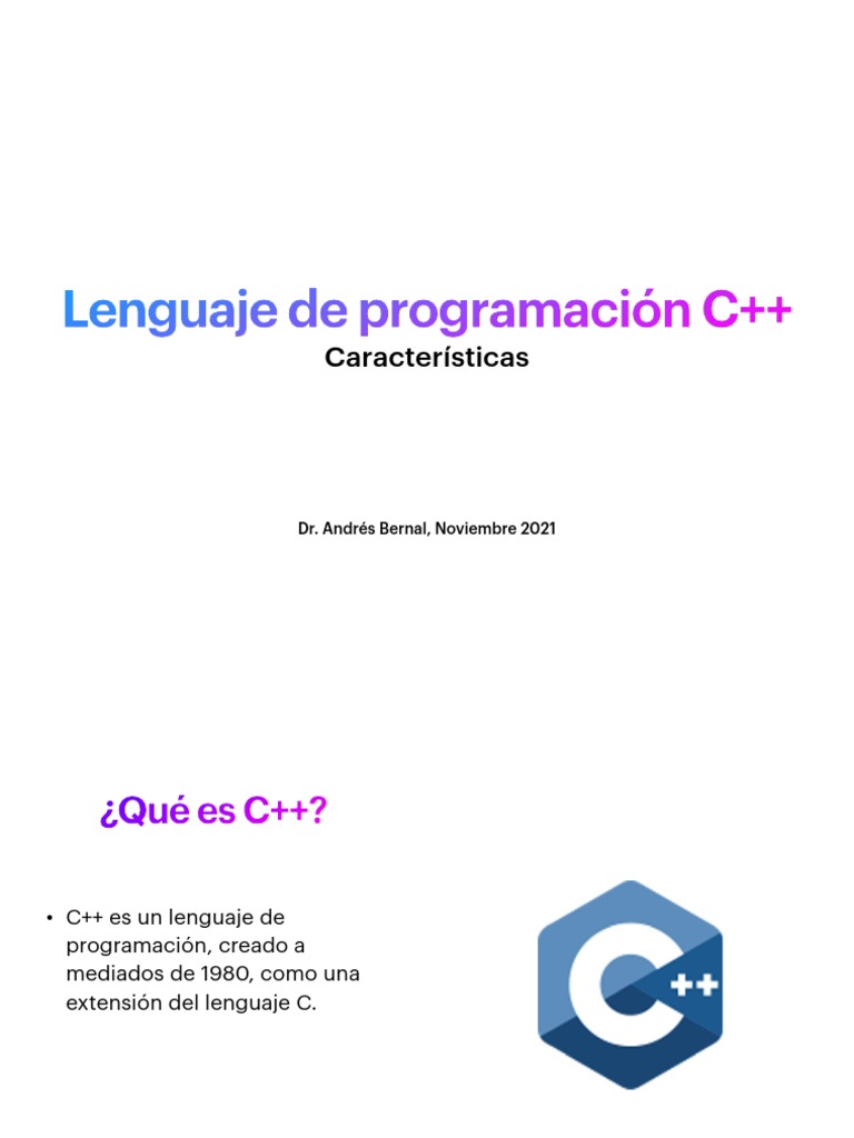 Lenguaje de Programación C++: Características | PDF | C ++ | Lenguaje ...
