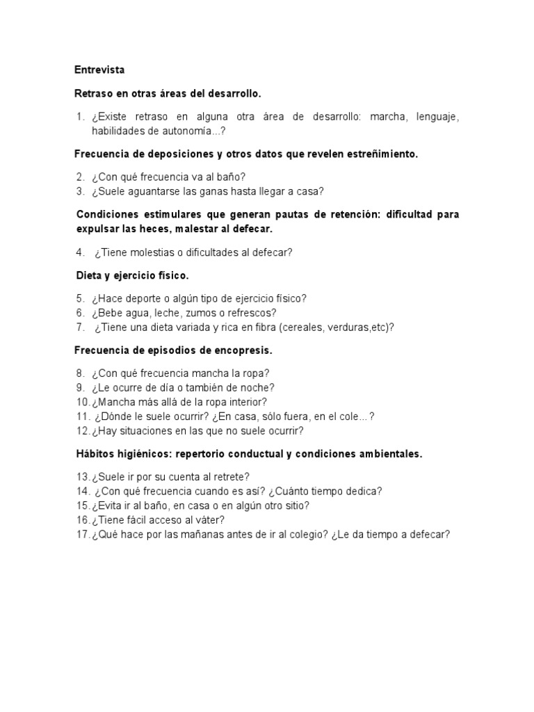 Entrevista Encopresis PDF