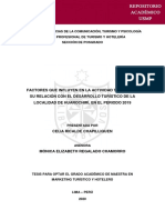 Factores Que Influyen en La Actividad Turística Y Su Relación Con El Desarrollo Turístico de La Localidad de Huarochirí, en El Periodo 2019