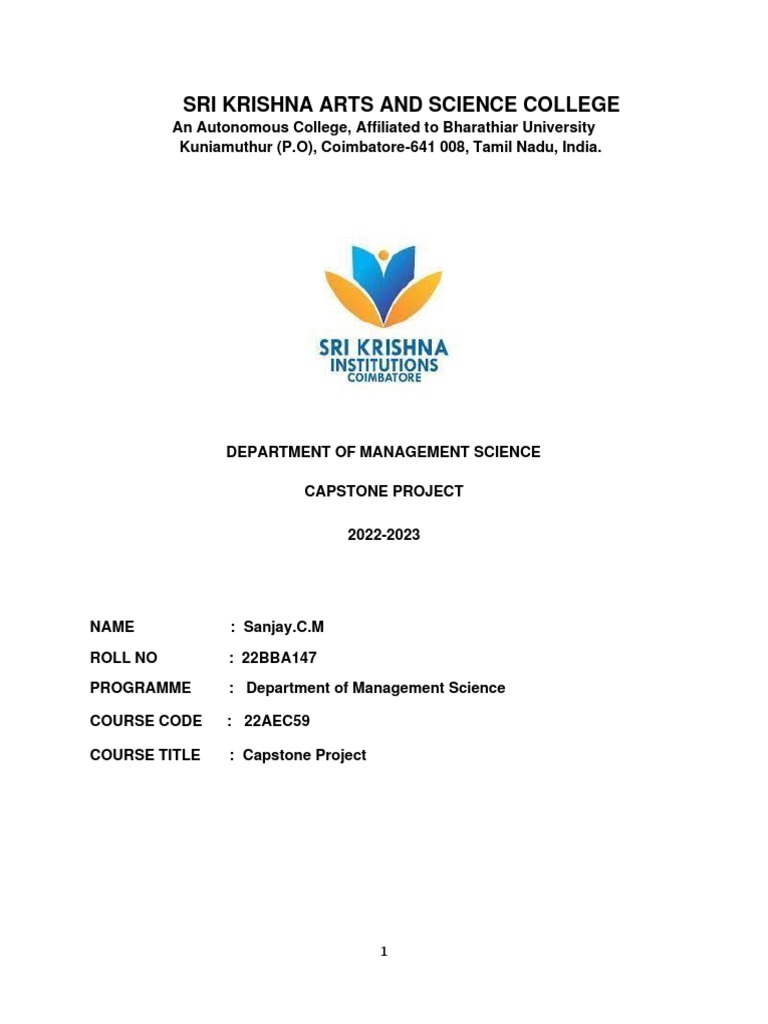 Capstone Project Overview 2022-23 | PDF