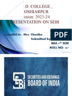 S.D. College, Hoshiarpur Session: 2023-24 Presentation On Sebi