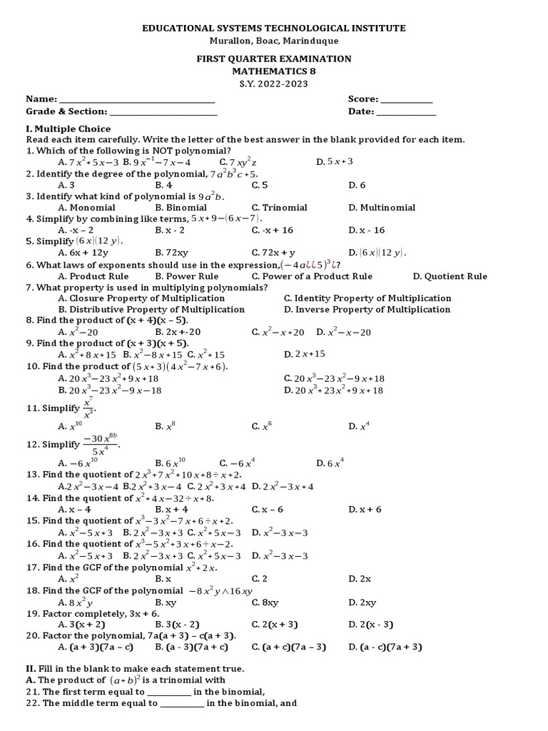 first-quarter-exam-grade-8-math-pdf-elementary-mathematics