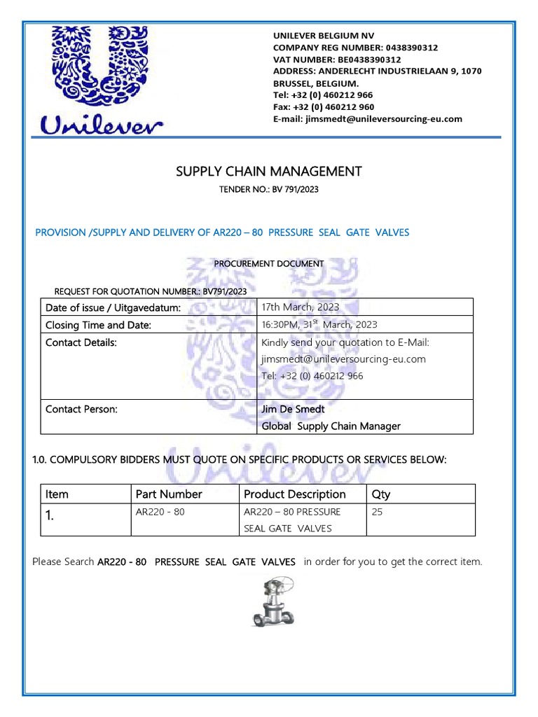 Unilever RFQ PDF Value Added Tax Economies