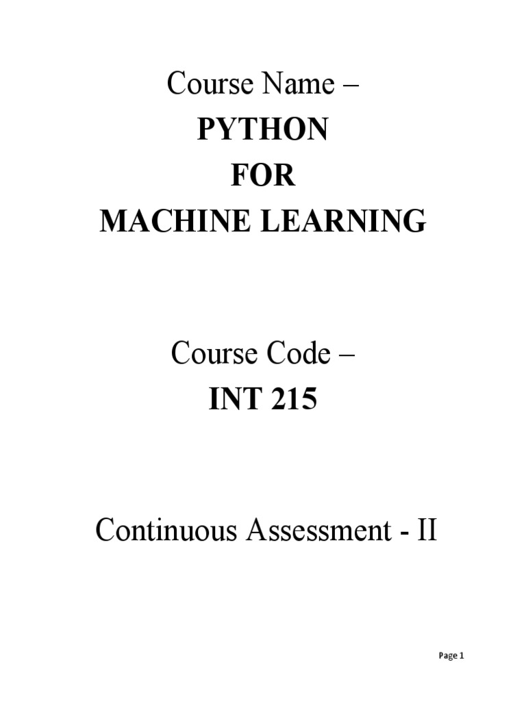 Python for Machine Learning Course CA-1 Guide | PDF | Matrix ...