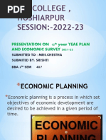 S.D.College, Hoshiarpur SESSION:-2022-23: Presentation On 12 Year Yeae Plan and Economic Survey 2021-22