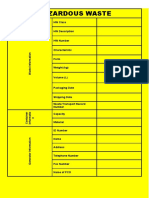 Hazardous Waste: HW Class HW Description HW Number Characteristic Form Weight (KG) Volume (L)