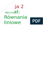 Temat: Równania Liniowe: Lekcja 2