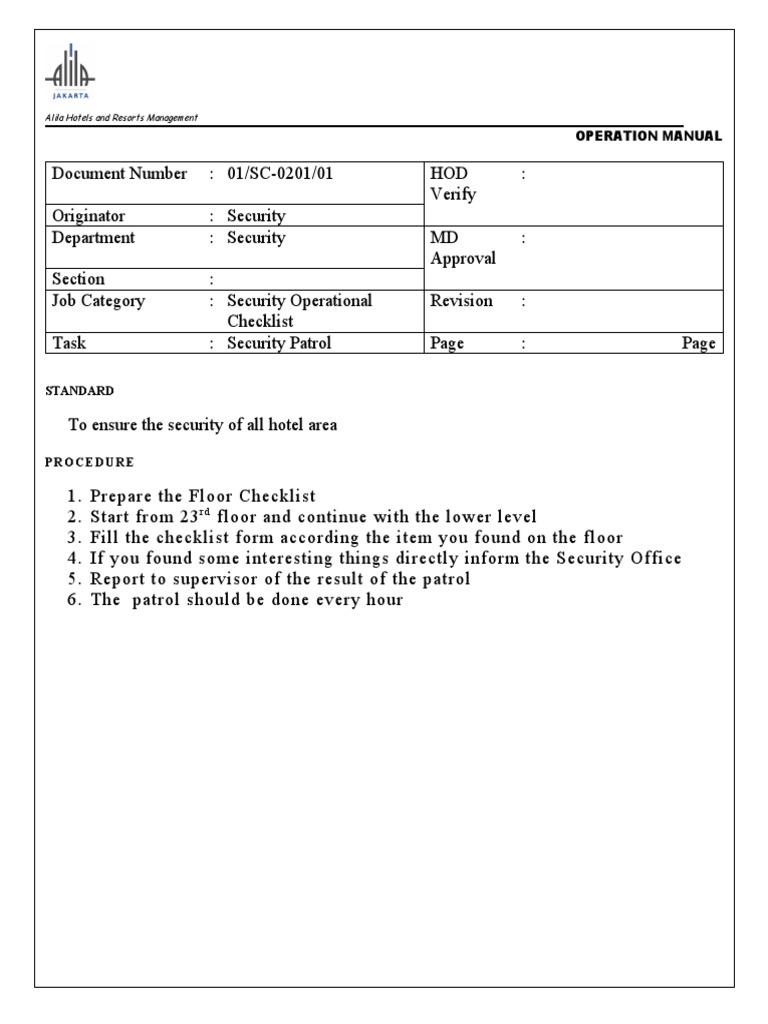 01-SC-01 Security Patrol | PDF
