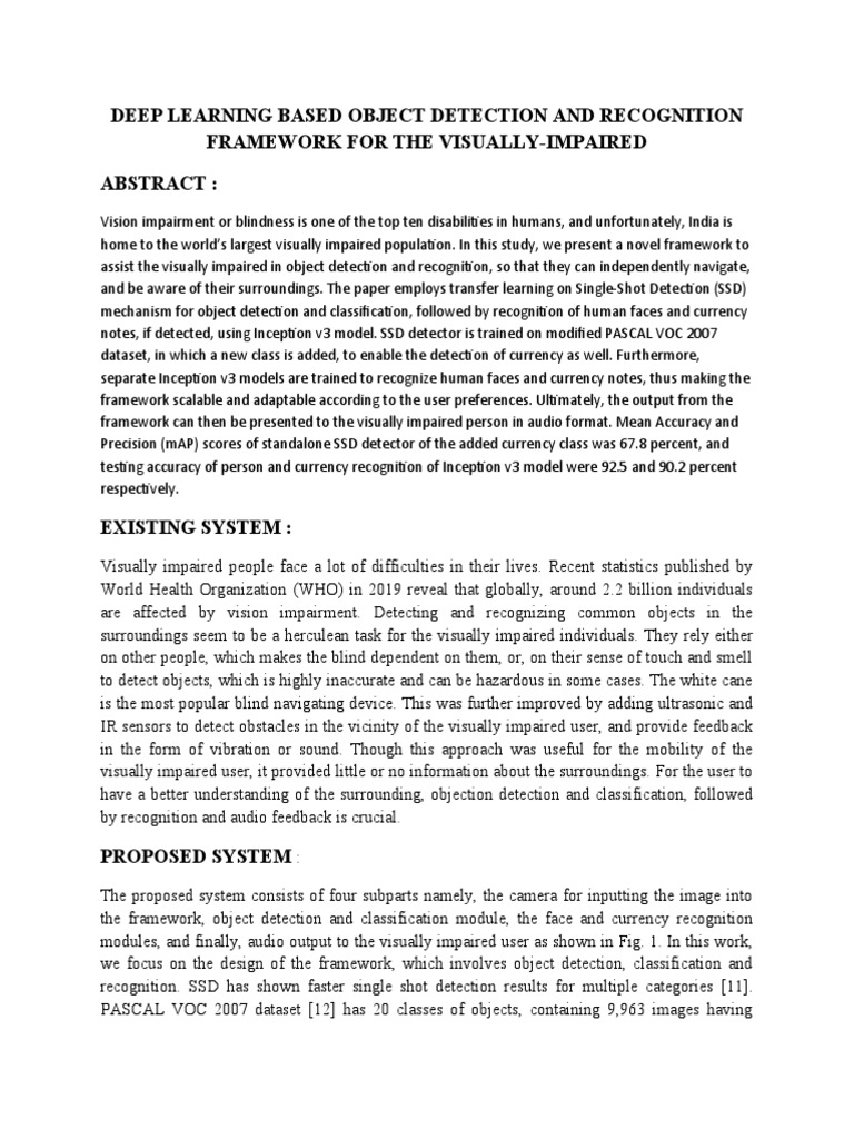 Deep Learning for Visually Impaired Navigation | PDF | Visual ...
