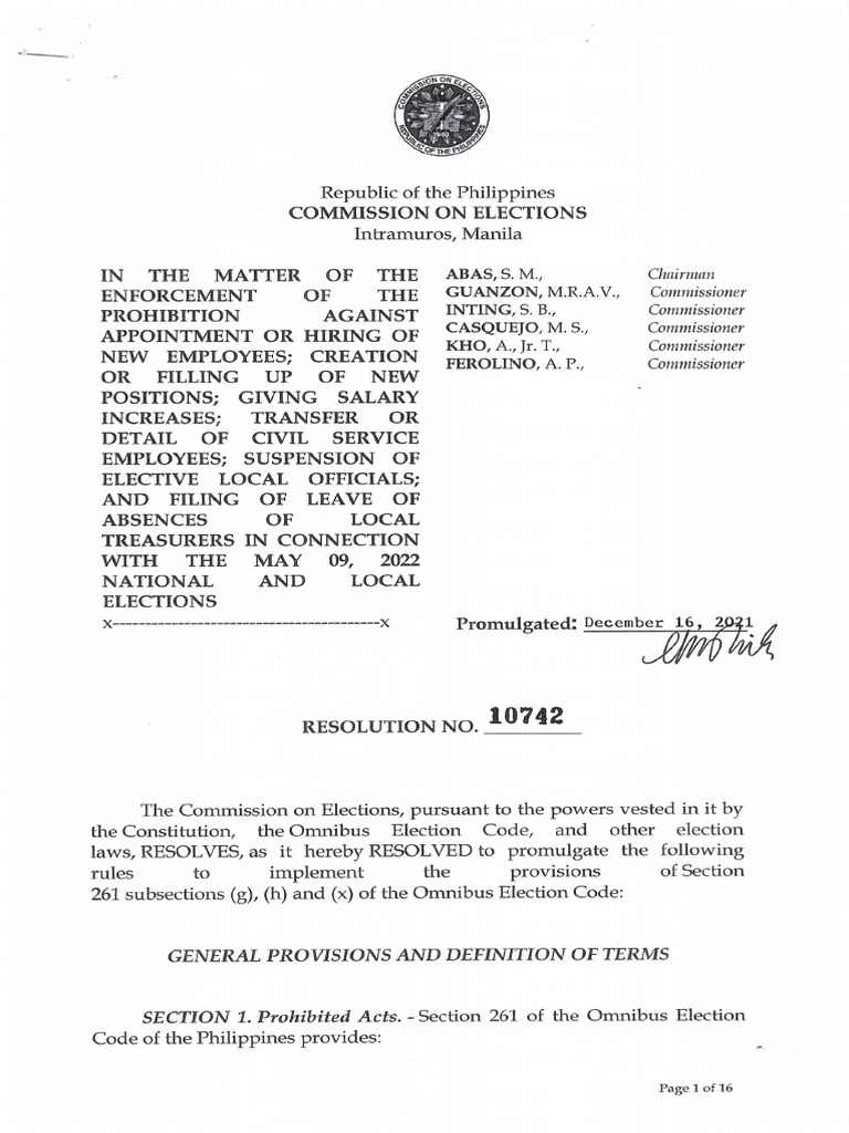 Comelec 10742 | PDF