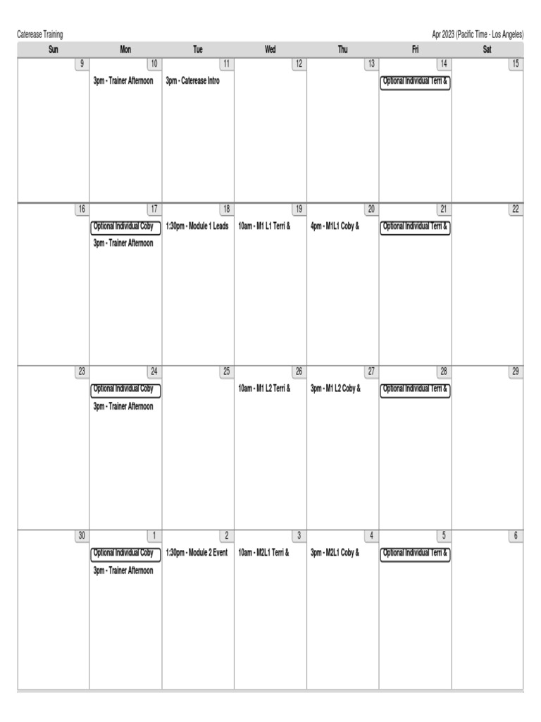 Training Timeline | PDF