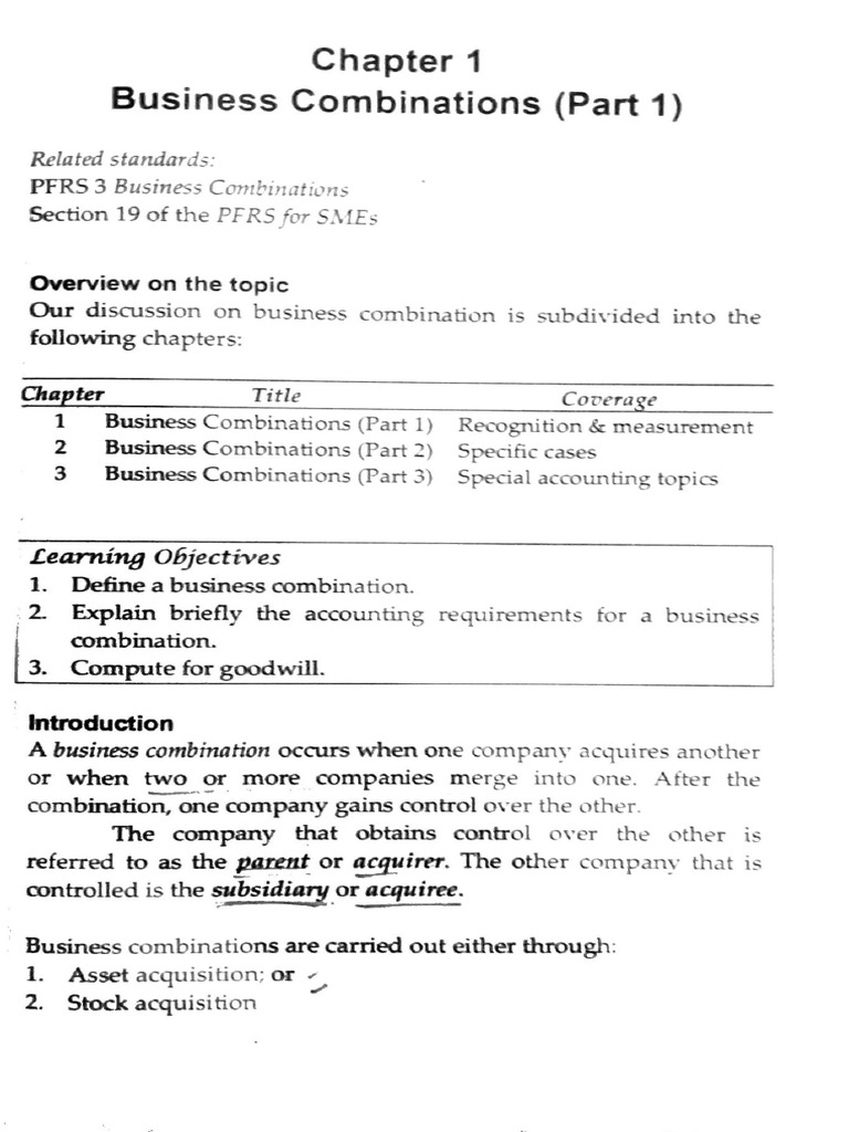 Chapter 1 Accounting For Business Combinations PDF