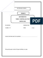 March Maths 9 2023 Controlled Test 1 Corrected