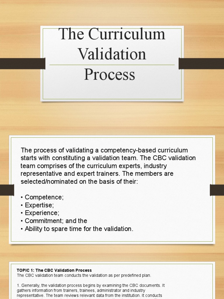 CBC Curriculum Validation Process Guide | PDF | Business | Finance ...