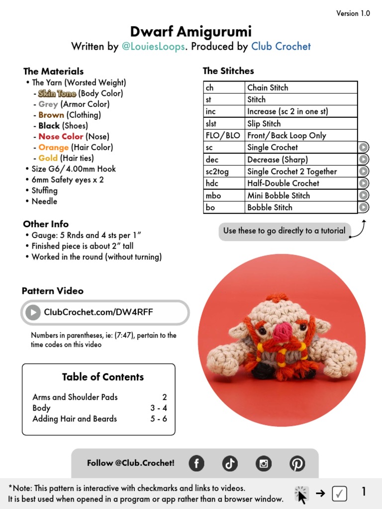 Dwarf-Crochet-Pattern PrinterFriendly v1 | PDF | Crochet | Yarn