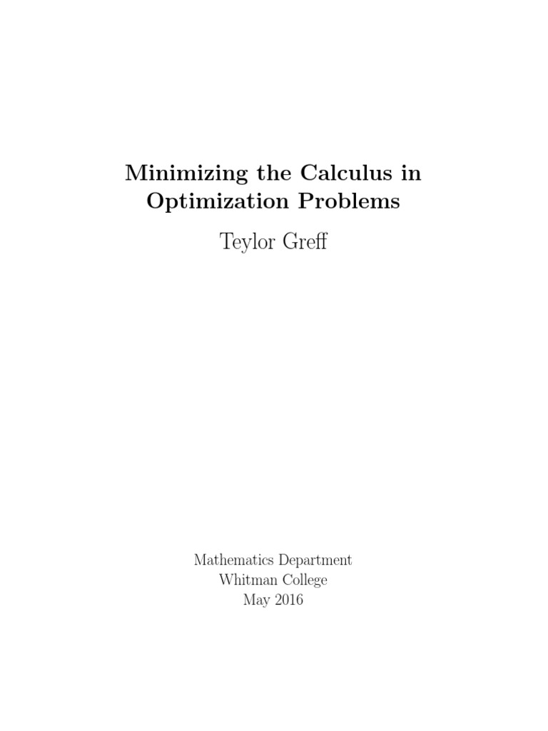 Optimize Problems Without Calculus | PDF | Maxima And Minima ...