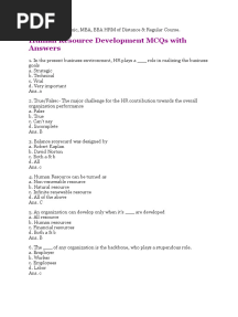 Human Resource Development MCQs With Answers