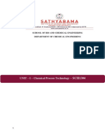 UNIT - I - Chemical Process Technology: School of Bio and Chemical Engineering Department of Chemical Engineering