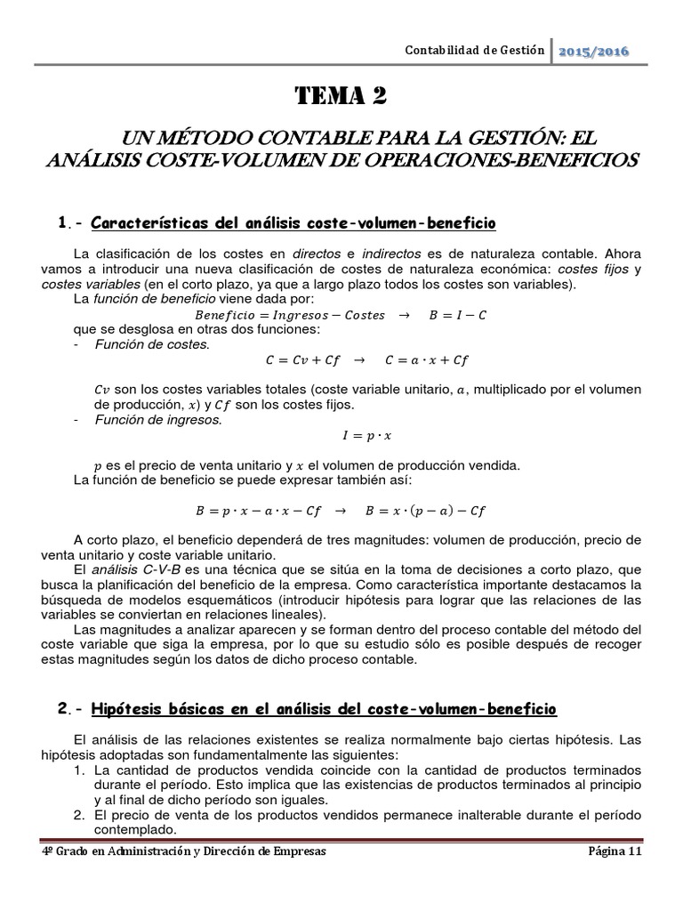 Tema 2 Contabilidad Gestión Uned Ade Pdf Contabilidad De Gestión