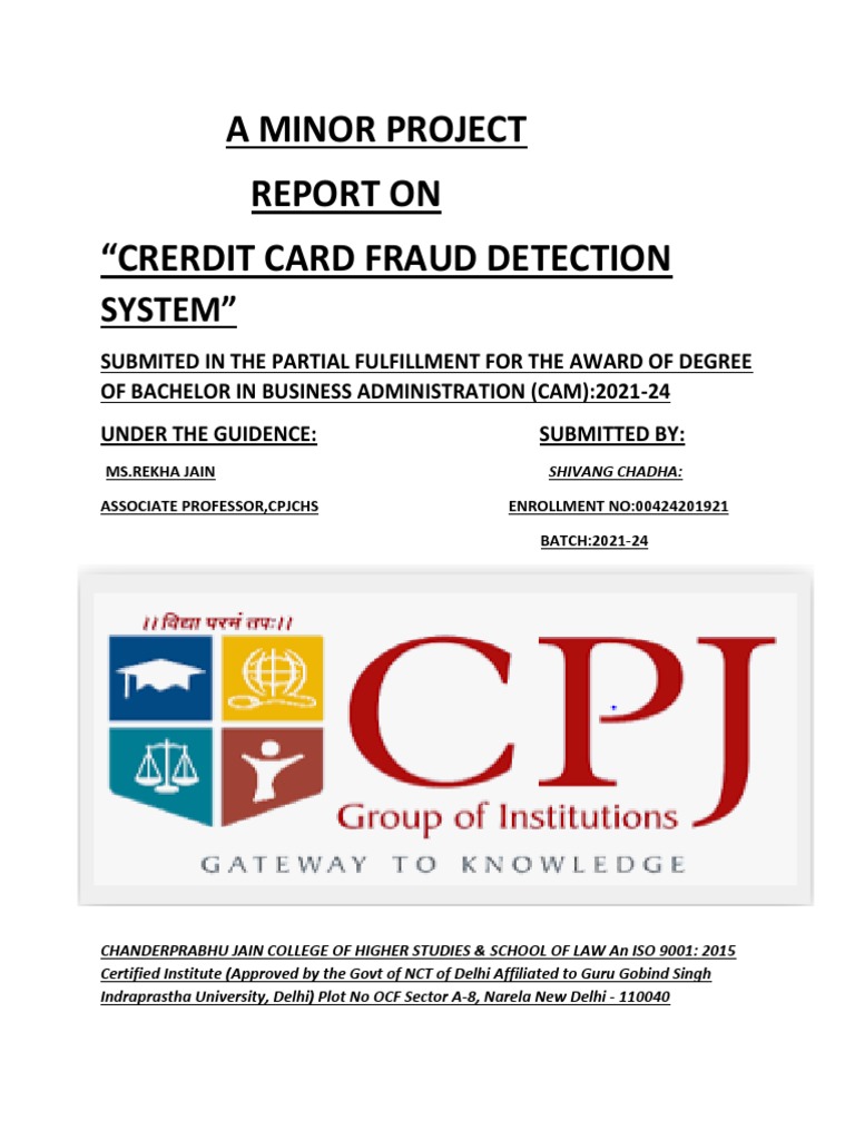 A MINOR PROJECT by SHIVANG CHADHA PDF Credit Card Machine Learning