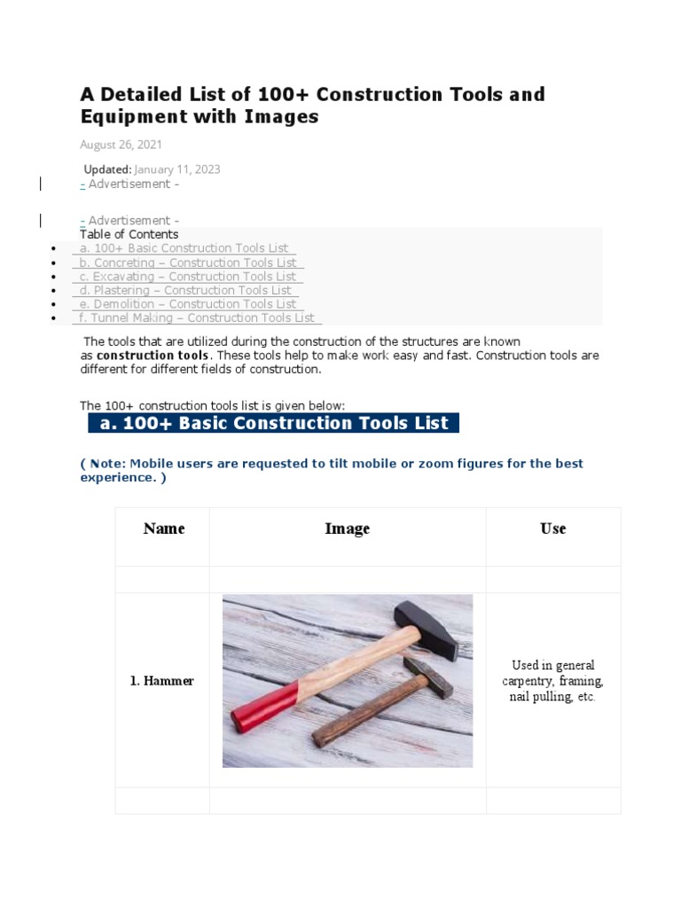 Construction Tools PDF Concrete Demolition