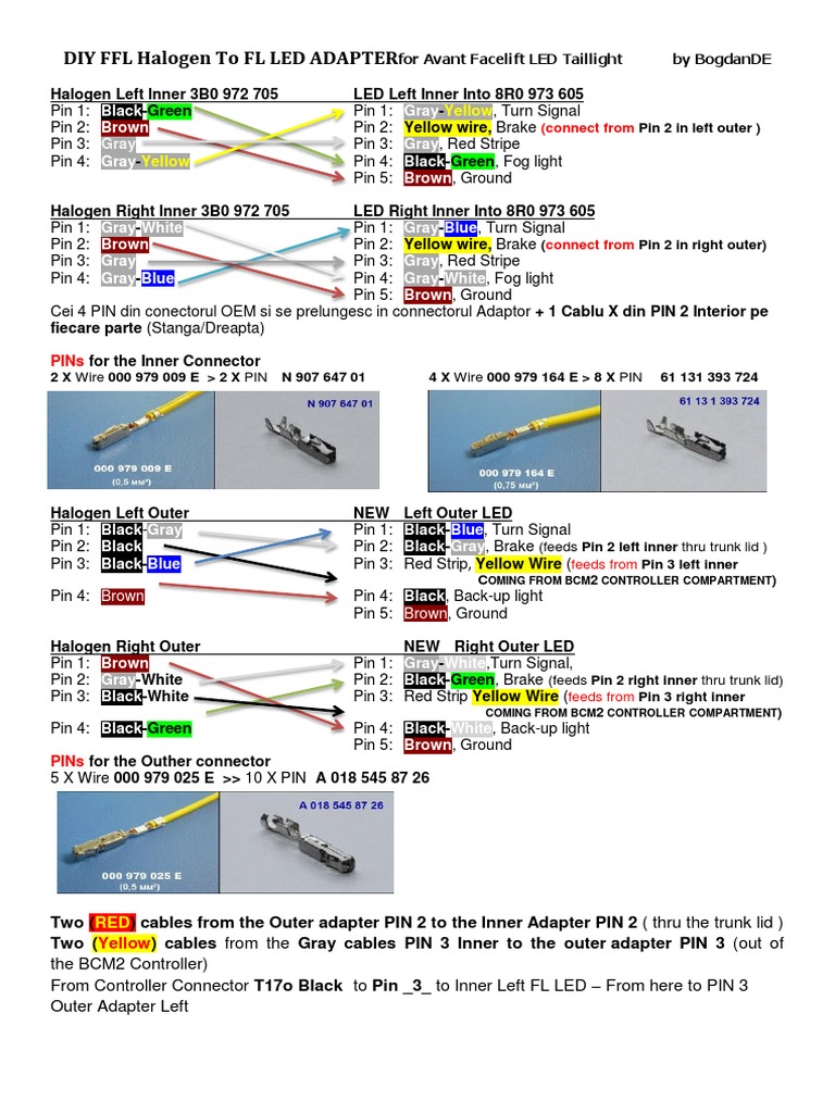 Audi A4 B8 LED Tail Light Wiring Guide | PDF | Electrical Connector ...