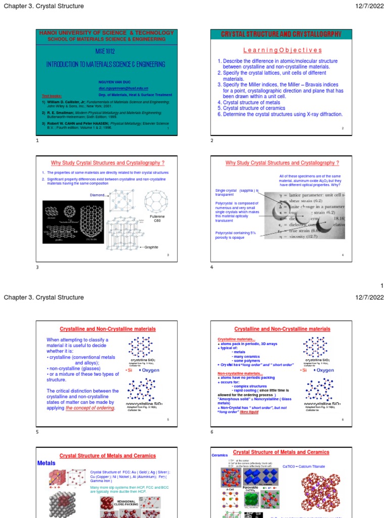 Ch3 - Crystal Structures & Crystallography | PDF | Crystal Structure ...