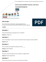 End of Quiz: B-MGNT324 BOM31 LOGISTICS MANAGEMENT 2nd Sem (2022-2023) Supplier Management and Purchasing Management