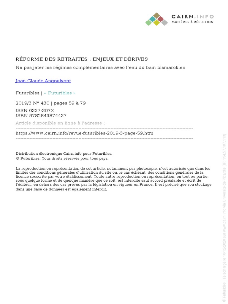 Reforme Des Retraite: Enjeux Et Derives | PDF | Retraite | Économie