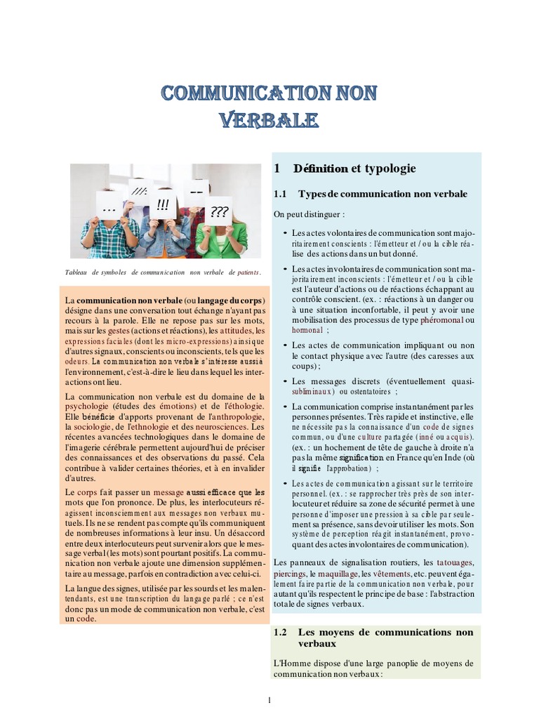 Communication Non Verbale et Typologie | PDF | Communication non ...