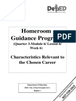 Homeroom Guidance Program: Characteristics Relevant To The Chosen Career