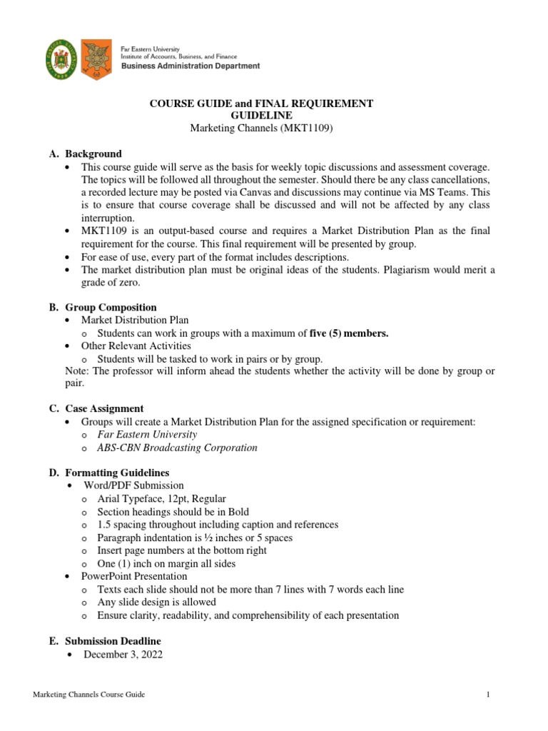 MKTG CHANNELS - COURSE GUIDE and FINAL REQUIREMENT | PDF | Swot ...