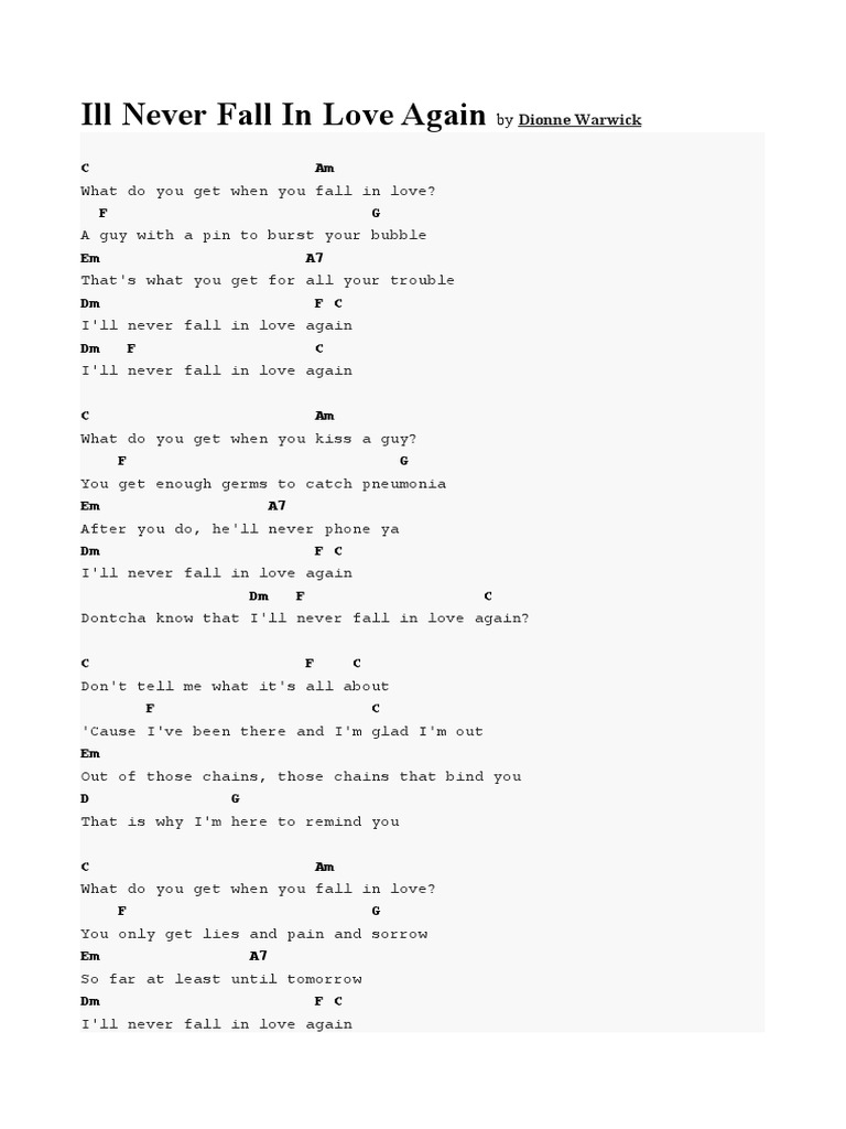 Ill Never Fall In Love Again Lyrics | PDF