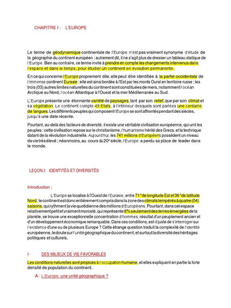 Géodynamique et diversité de l'Europe | PDF | L'Europe | Ressources ...