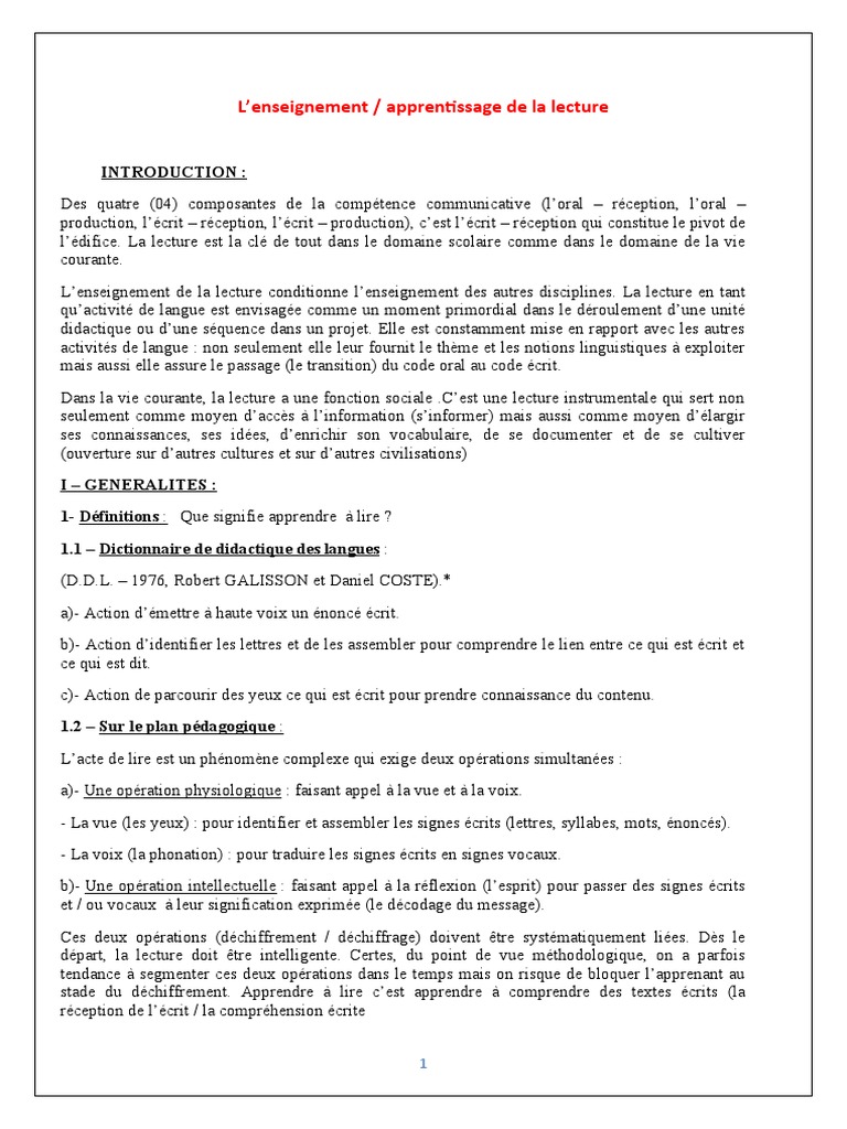 Enseignement de la Lecture Efficace | PDF | Apprentissage | Enseignement