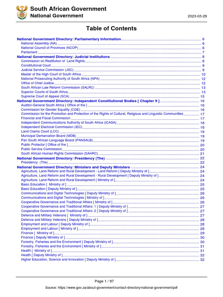 South African Government Directory 2023 | PDF | South Africa ...