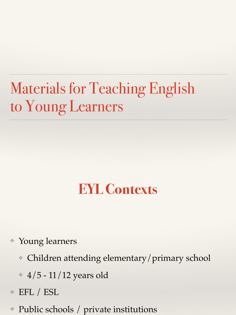 Materials For Teaching English To Young Learners PDF Cognition