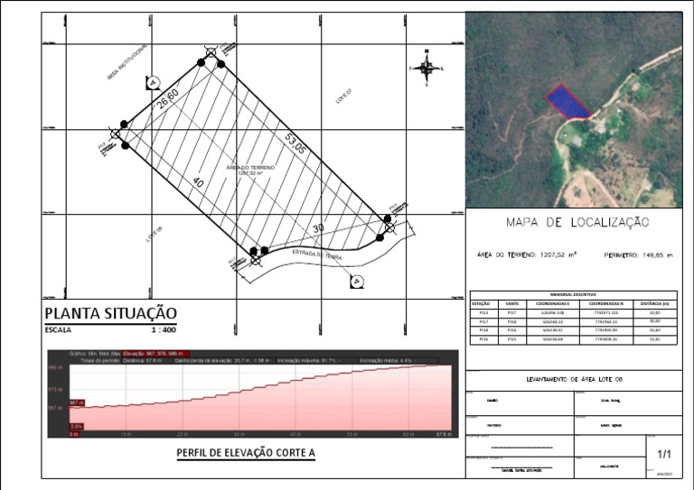 Perfil de Elevação e Área do Terreno | PDF